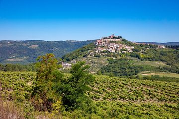 Zicht op Motovun in Kroatië van Joost Adriaanse