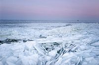 Crisscrossing ice with ship