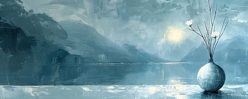 Nature morte hivernale abstraite | Solace gelée en bleu