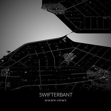 Carte en noir et blanc du Swifterbant, Flevoland. sur Rezona