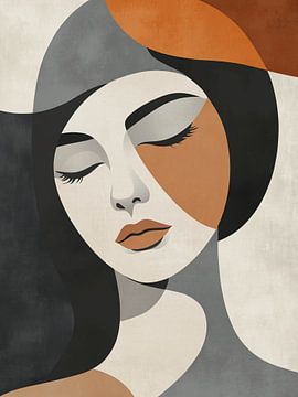 Minimalist female portrait in warm earth tones by Color Square