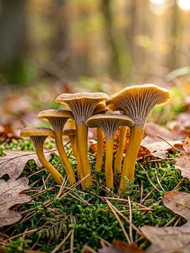 Paddenstoelen - Trompet cantharellen in de herfst