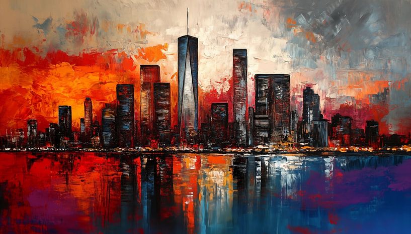 Kleurrijke New york city abstract panorama van TheXclusive Art