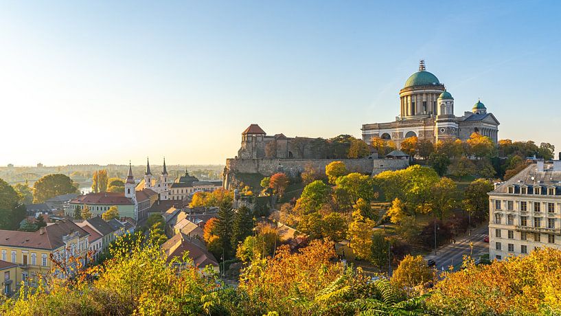 Uitzicht op het kastele en de basiliek in Esztergom, Hongarije van Jessica Lokker