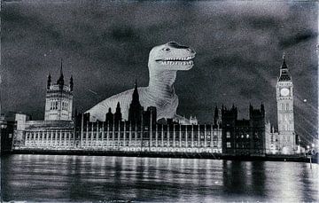 Dinosaur attacks United Kingdom. by Richard Wareham