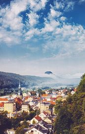 Panorama Blick im Sommer auf die Elbe in Bad Schandau von Jakob Baranowski - Photography - Video - Photoshop