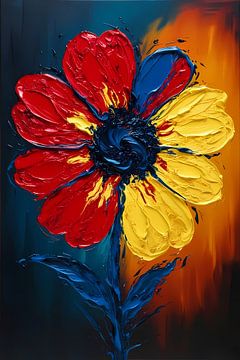 Kleurrijke abstracte bloem schilderij van Art & Soul Creations