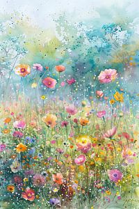 Flowers | Flower Field Impressionism by Wonderful Art