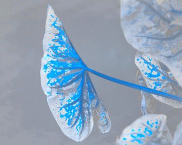 Leuchtend Blaue Pflanze auf Grau von Mad Dog Art