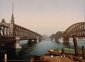De twee bruggen over de Maas, Rotterdam van Vintage Afbeeldingen