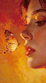 butterfly and girl red abstrak by ANAS BURHANUDIN