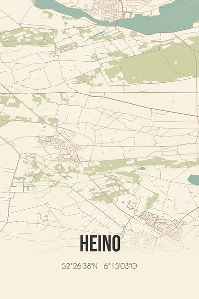 Vintage map of Heino (Overijssel) by Prints of Place