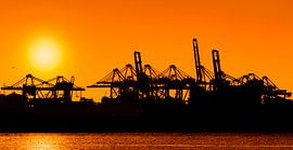 Zonsondergang in de haven by Ton van Buuren