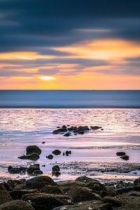 Lever et coucher de soleil sur les vasières de la mer des Wadden