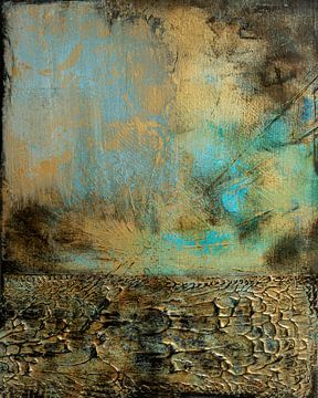 Abstract schilderij, aardetinten, mysterieus landschap van Joriali Abstract