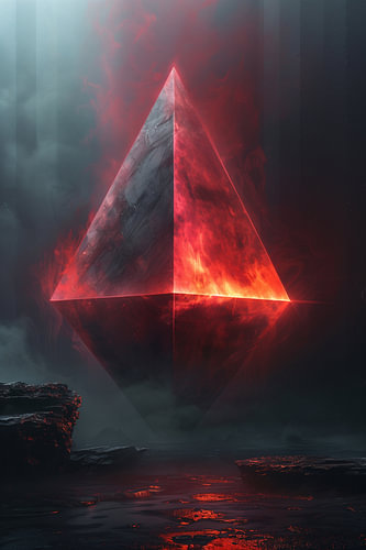 Un triangle lumineux émerge de l'obscurité.