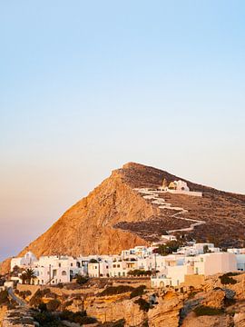 Church on the mountain near the village of Chora on the island of Folegandros, Greece by Teun Janssen