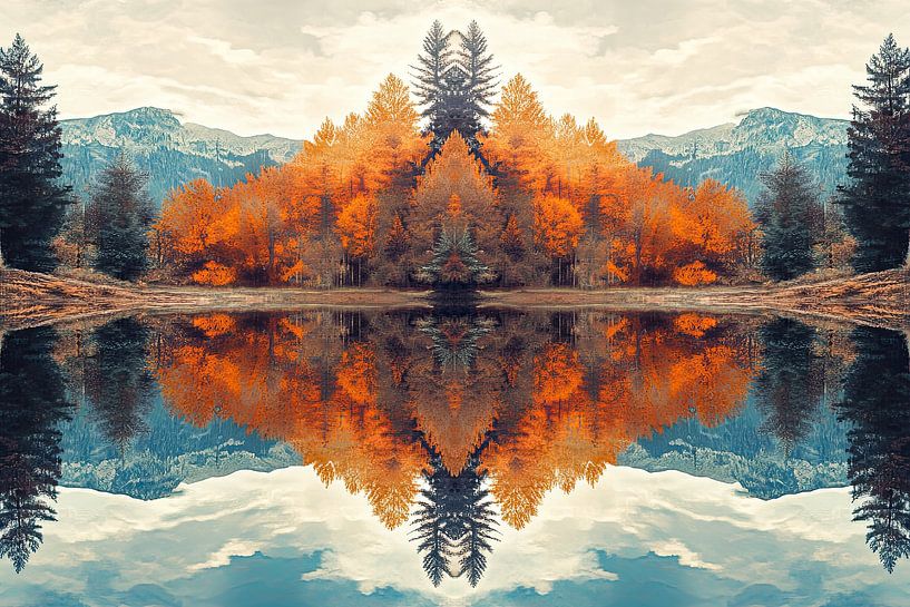 picturesque symmetrical shapes in landscape reflection mirroring by Egon Zitter