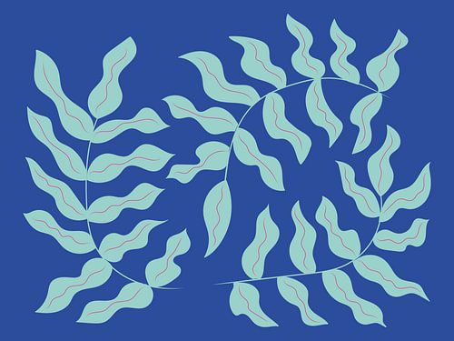 Golvende bladeren op koningsblauw