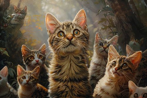 cats in and around the house