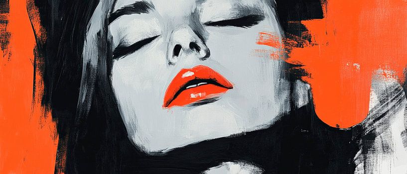 Kunstvolle Eleganz in leuchtendem Rot von Poster Art Shop