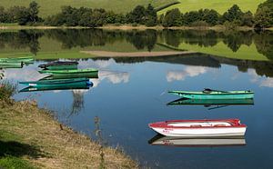 Diemelsee met bootjes, Duitsland