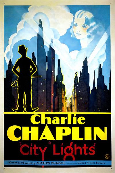 Charlie Chaplin City Lights by Woodblocks en Posters