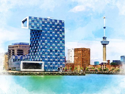 Skyline Rotterdam, Zuid-Holland, nederland