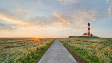 Westerheversand lighthouse at sunrise