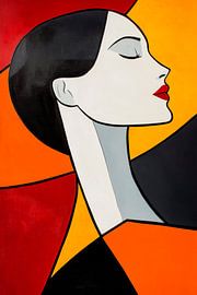 Kleurrijke stilte - Portret van een vrouw van Poster Art Shop