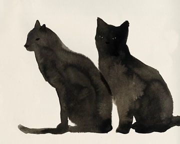 Twee zwarte katten, PI Studio  van PI Creative Art