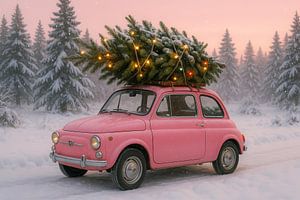Vintage Fiat mit Weihnachtsbaum
