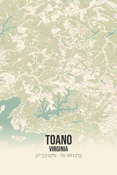 Vintage landkaart van Toano (Virginia), USA. van Rezona