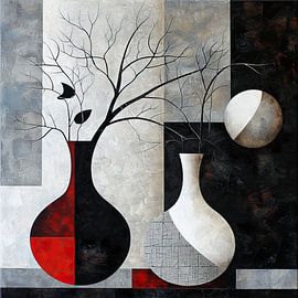 Abstraktes Stillleben Vasen | Verschleierte Arboreal von Kunst Laune