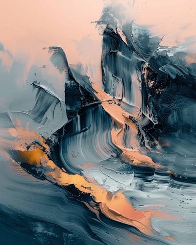 Modern abstract in blue and terracotta by Carla Van Iersel