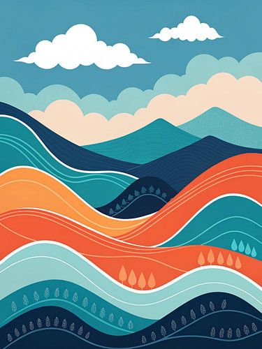 Abstract landschap met glooiende heuvels