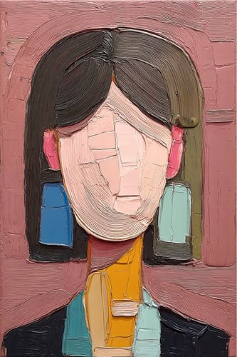 Abstract Impasto-Portret van een Vrouw no.3