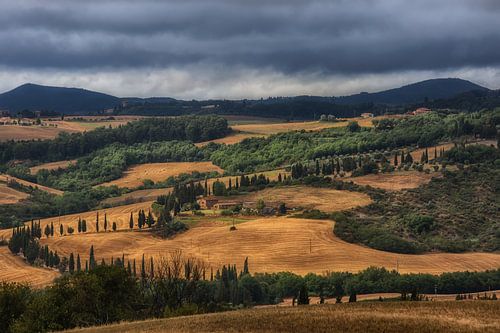 View from Monticchiello - Tuscan Hills under Threatening Skies