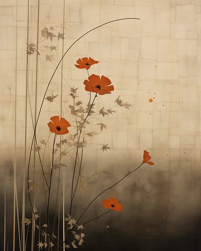 Gelassenheit der Mohnblumen vor dezentem Hintergrund