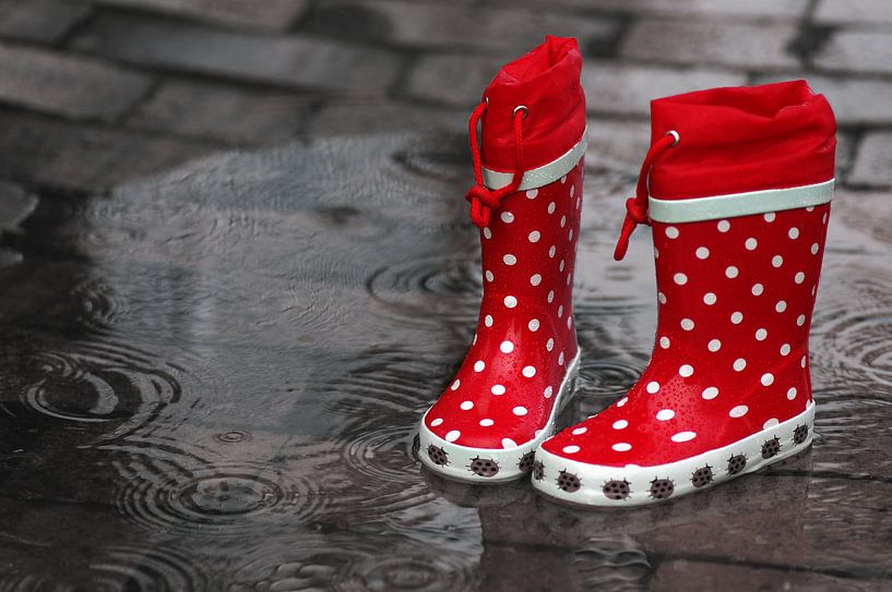 Sprong in de regen plassen in het grote plezier in de kinderkamer van Tanja Riedel