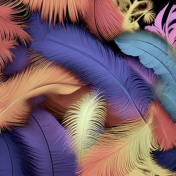 A soft bed of feathers in pastel color - art print by Lily van Riemsdijk - Art Prints with Color