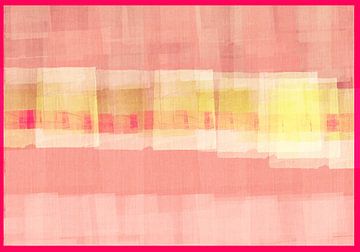 Abstract in neonroze, wit en geel. van Dina Dankers