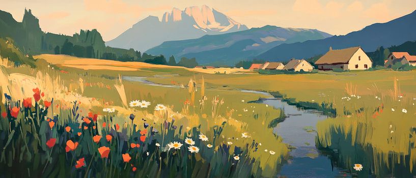 Paysage de montagne idyllique par Poster Art Shop