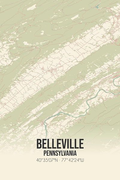 Vintage map of Belleville (Pennsylvania), USA. by Prints of Place