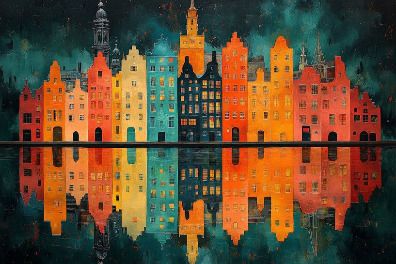 Nächtliches Kanal-Stadtbild von Lufy