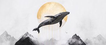 Springender Wal im Mondlicht von Poster Art Shop