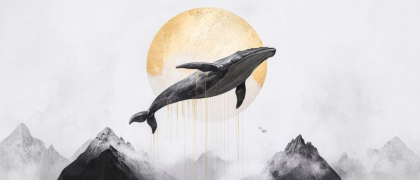 Springender Wal im Mondlicht von Poster Art Shop