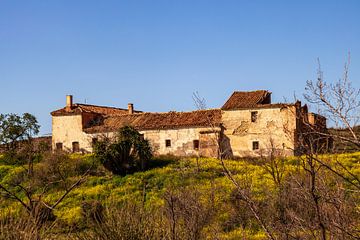 Warm avondlicht bij een verlaten en vervallen boerderij in Andalusië. van Marjolein Zijlstra