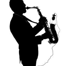 Saxofoonspeler by Arie Bruinsma