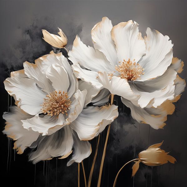 Flowers in white and gold by Bert Nijholt